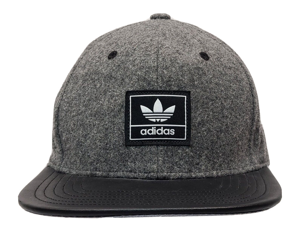 Adidas Trefoil Snapback Hat Cap Grey/Black Wool Blend One Size Fits Most OSFM